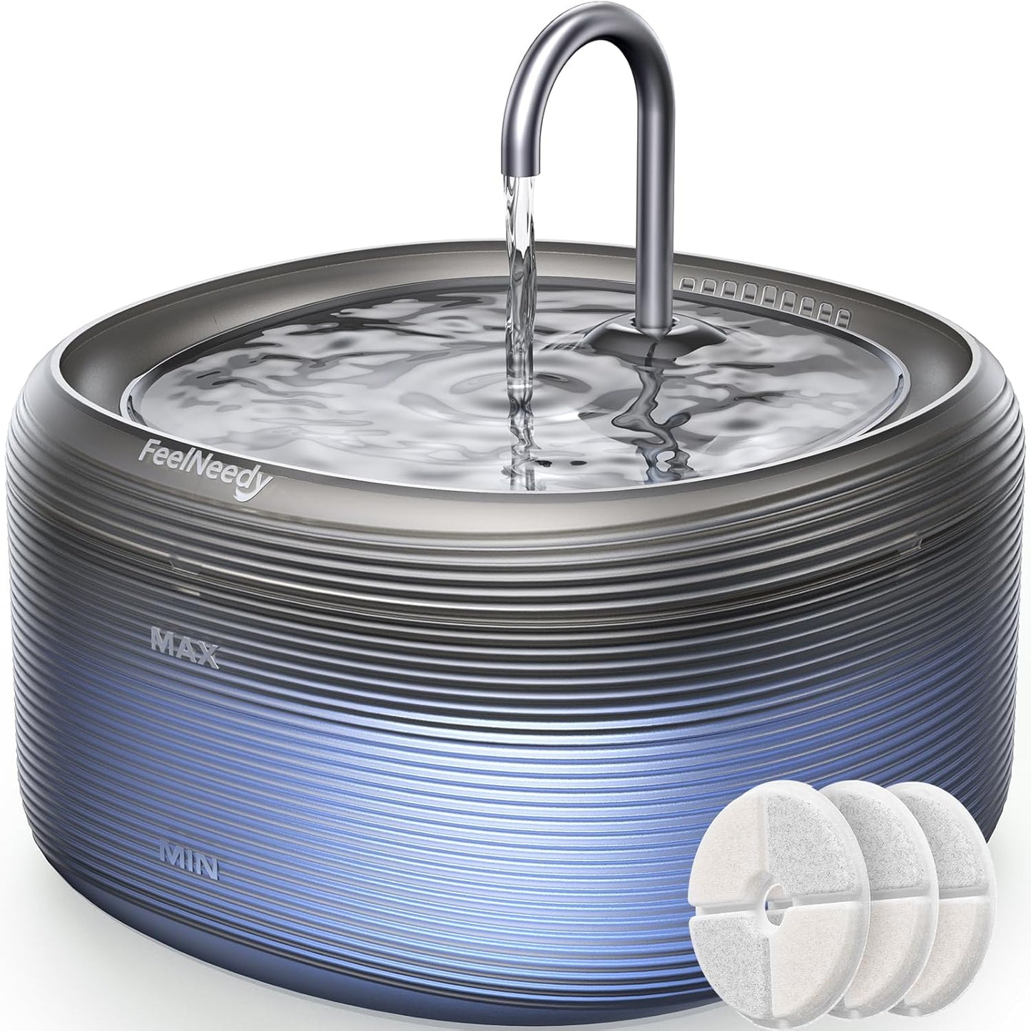 224120 - FEELNEEDY Shatërvan për Mace, 3.2L, Shatërvan Pijeje, 2 Modele Rrjedhjeje Uji, pa BPA, i Zi
