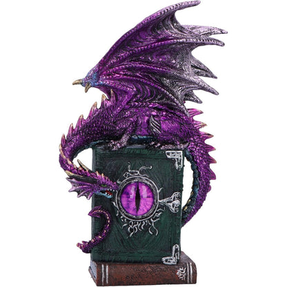 213399 - NEMESIS NOW Figurinë Rrëshire e Fabulës së Dragoit, Vjollcë, Dragua në Libra të Fantazmave, Zbukurim Dragua që Shkëlqen.