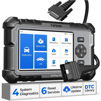 288123 - TOPDON Mjet diagnostikues OBD2 AD500, 4 diagnostikime sistemi për ABS, SRS, motorin dhe transmisionin, 6 funksione shërbimi për vajin, BMS, SAS, DPF, TPMS, Rregullimi i valvulës së gazit, Përmirësim falas për gjithë jetën