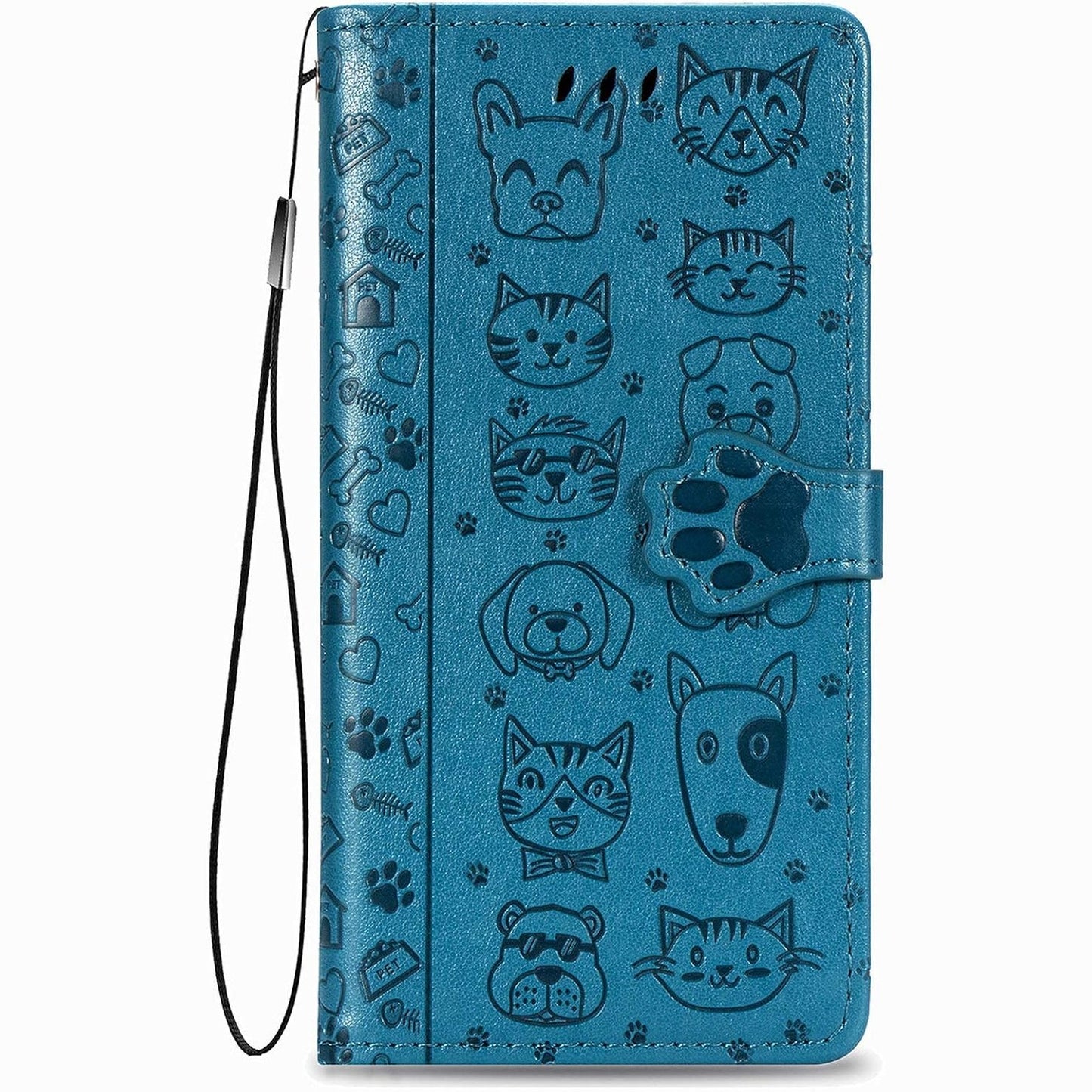 277273 - Fertuo Mbrojtëse për Xiaomi Redmi 15C 4G/5G, Mbrojtëse lëkure me kapak, rezistente ndaj goditjeve, me mbajtëse kartash, mbyllje magnetike dhe mbështetëse [Model maceje dhe qeni], Blu
