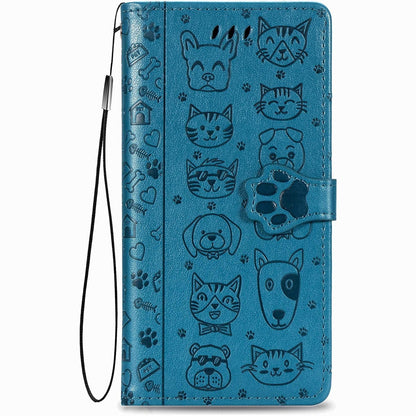 277273 - Fertuo Mbrojtëse për Xiaomi Redmi 15C 4G/5G, Mbrojtëse lëkure me kapak, rezistente ndaj goditjeve, me mbajtëse kartash, mbyllje magnetike dhe mbështetëse [Model maceje dhe qeni], Blu