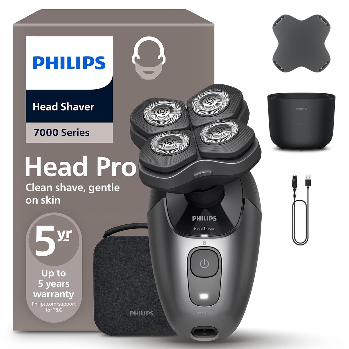 335829 - PHILIPS Brisku Head Shaver Pro Series 7000, HS7980/15, fleksible 360, tehe ComfortCut