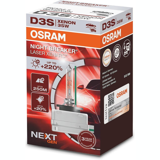 183082 - OSRAM XENARC NIGHT BREAKER LASER D3S, Gjenerata e Ardhshme, 220% Shkëlqim i Shtuar, Llambë Xenon HID, 66340XNN, në Kutinë Palosëse (1 llambë), Ngjyrë e Bardhë