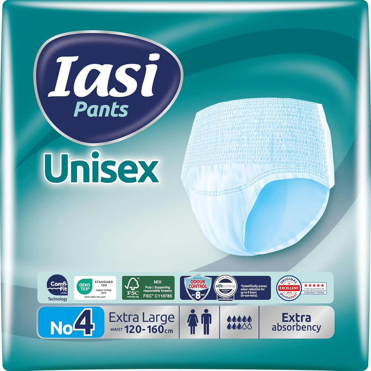 303543 - IASI UNISEX Pantallona me Mbrojtje të Lartë, 10 të brendshme thithëse, Thithje EXTRA, Madhësia XL, 10 njësi