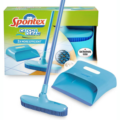 293345 - SPONTEX Fshesë dhe kovë pluhuri Catch & Clean, Set për heqjen e qimeve të kafshëve shtëpiake, për fshirje dhe larje sipërfaqesh
