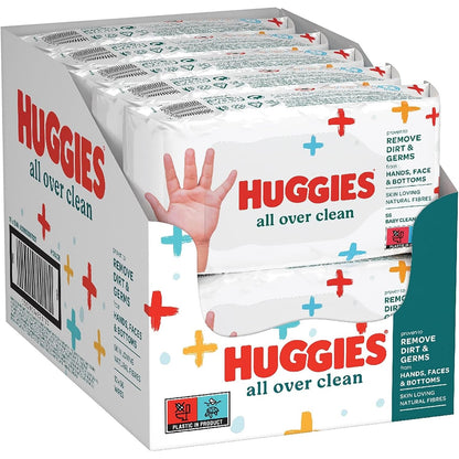 316952 - HUGGIES - Peceta për fëmijë Everyday - 560 peceta të lagura, 99% ujë i pastër, 65% fibra natyrale (10x56)
