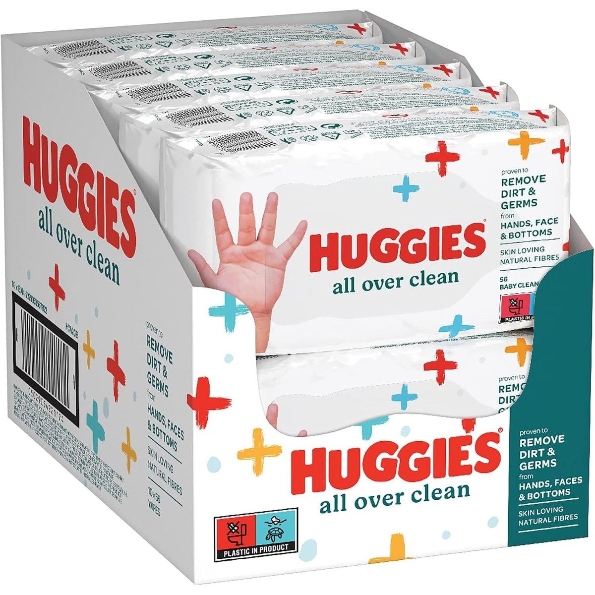303252 - HUGGIES - Peceta për fëmijë, 560 peceta të lagura, 99% ujë i pastër, 65% fibra natyrale (10x56)