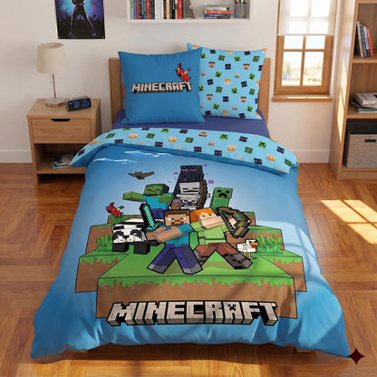 310236 - Mbulesë jorgani për fëmijë Minecraft 140x200 + Mbulesë jastëku 63x63