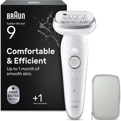 335810 - BRAUN Depilator elektrik për femra Silk-épil 9, me kokë fleksibile, për lëkurë të lagësht dhe të thatë, 9-011, e bardhë/argjendtë