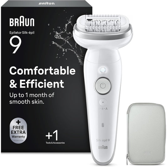 335810 - BRAUN Depilator elektrik për femra Silk-épil 9, me kokë fleksibile, për lëkurë të lagësht dhe të thatë, 9-011, e bardhë/argjendtë