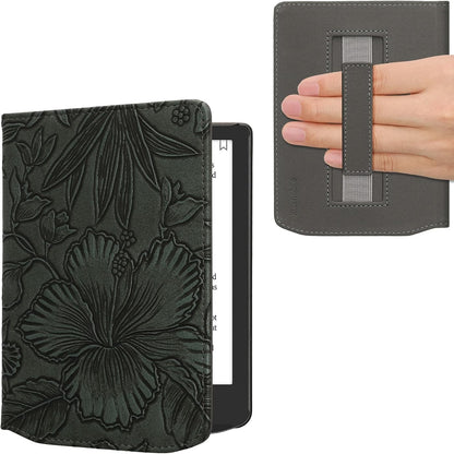 274460 - kwmobile Mbrojtëse e pajtueshme me Pocketbook Verse/Pro/Color/Vivlio Light/Light HD - Mbrojtëse magnetike me palosje për tablet dhe elexarë, lëkurë artificiale me rrip - jeshile