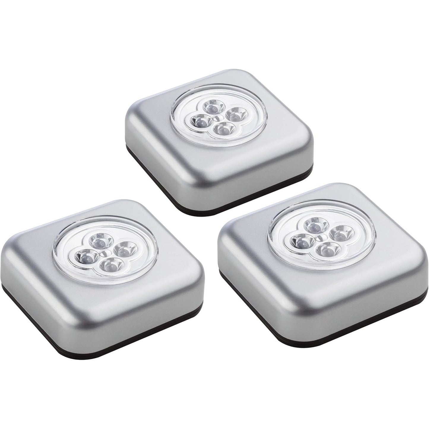 258072 - MÜLLER-LICHT - Dritë dollapi me LED Triplex, Kontroll me Prekje, Set me 3 copë, 0.5 W, Argjend, përfshirë Jastëk Ngjitës dhe 3 Bateri AAA