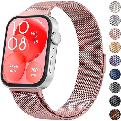 320634 - RRIP DORE METALIK Amzpas për orën Huawei Fit 3/4/4 Pro, Rrip zëvendësues prej çeliku inox, Kapëse e fortë magnetike, Rozë