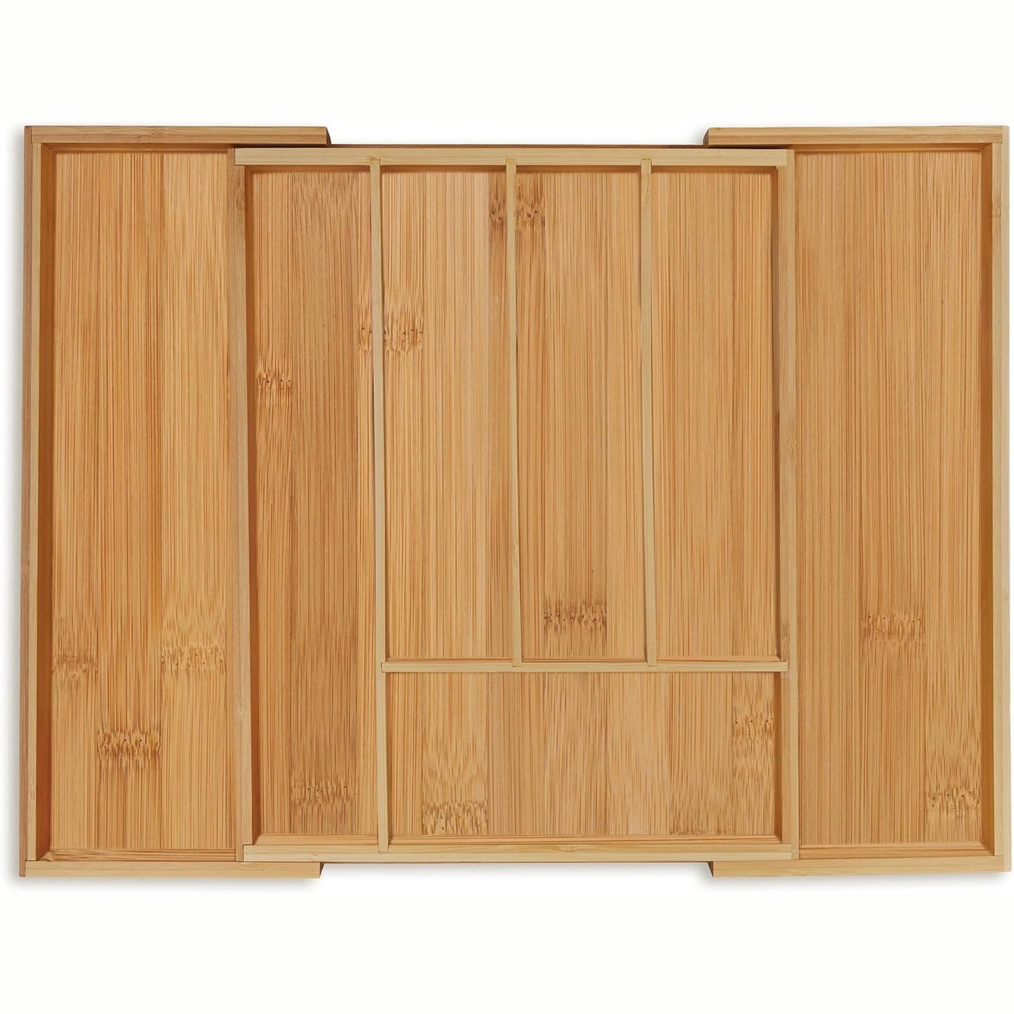 185655 - RELAXDAYS Tabaka e Zgjatshme për Takëm, 5-7 Ndarje, E Madhe 5x28.5x36cm, Futje Sirtari Kuzhine, Materiali Bambu, Ngjyra Natyrale