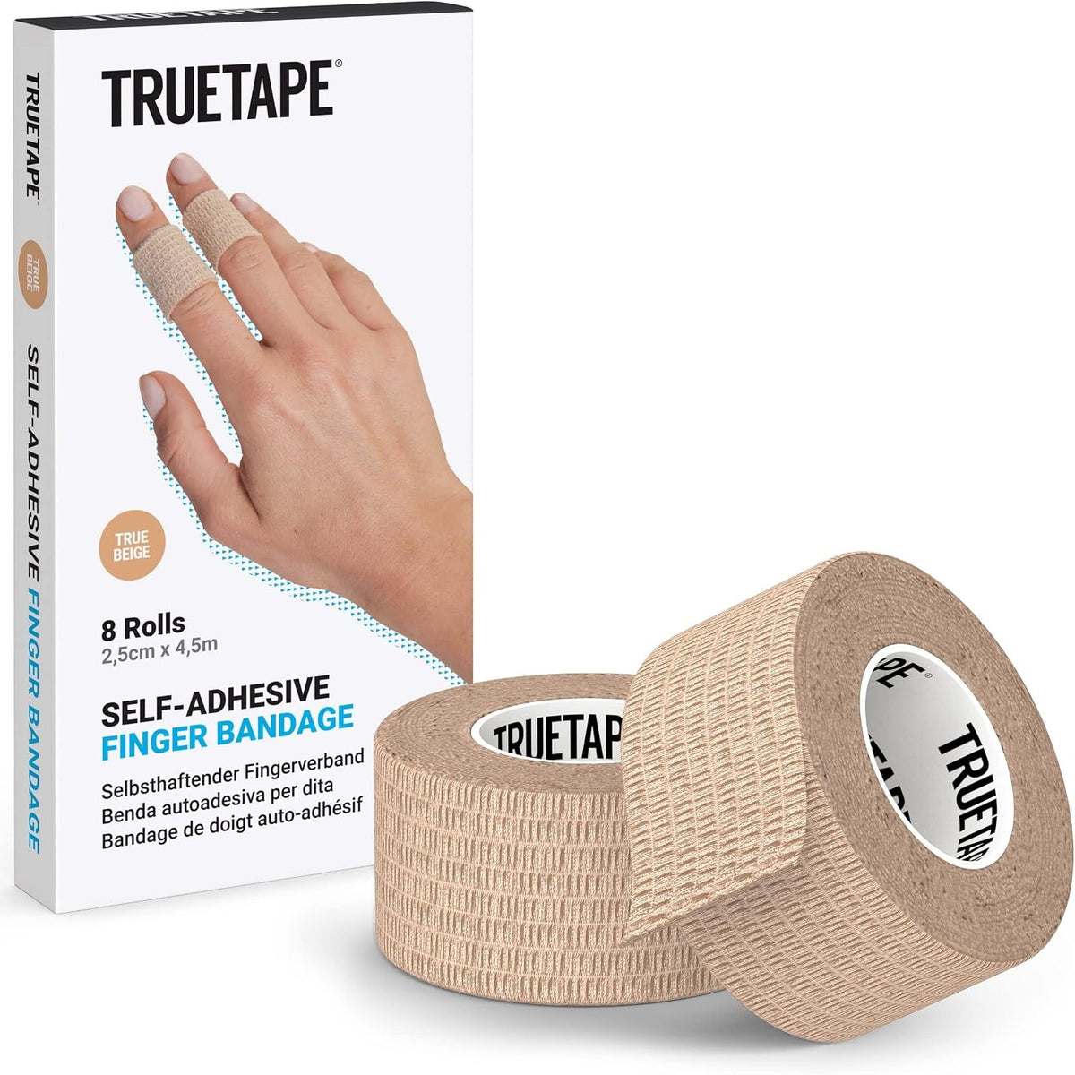 306947 - TRUETAPE® Fletë për gishtat 8 rrotulla 2.5cm x 4.5m ngjyrë bezhë