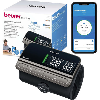 274916 - BEURER Monitor tensioni i gjakut BM 81 easyLock për krahun e sipërm, i lehtë për t’u përdorur, i validuar klinikisht, manshetë me mbyllje rrotulluese, matje e butë dhe e shpejtë, transferim të dhënash në Apple Health