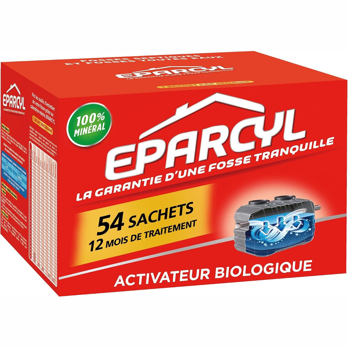 302110 - EPARCYL Trajtim 12-mujor për mirëmbajtje gropash septike, 54 Qese, veprim i menjëhershëm, parandalon erërat dhe bllokimet