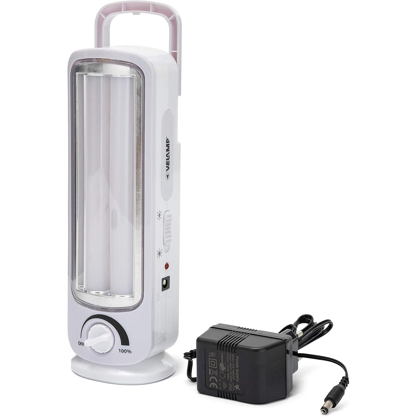 136310 - VELAMP - Llambë Emergjence Portative LED IR162 TWIX, RiKarikueshme, E Ndritshme 300 Lumen, ngjyra e Zbehtë, me Karikues të Jashtëm, E Sigurt dhe E Lehtë, Madhësi Kompakte