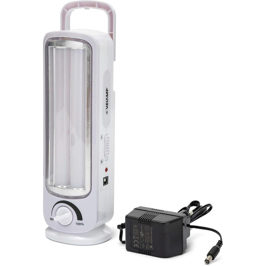 136310 - VELAMP - Llambë Emergjence Portative LED IR162 TWIX, RiKarikueshme, E Ndritshme 300 Lumen, ngjyra e Zbehtë, me Karikues të Jashtëm, E Sigurt dhe E Lehtë, Madhësi Kompakte