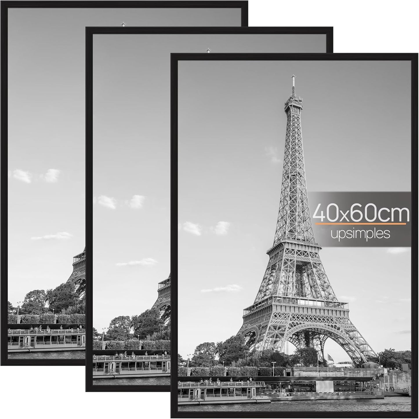 175888 - UPSIMPLES - Set me 3 Korniza Fotosh 40x60cm, Material i Zi, për Galeri Fotosh, me Shirit Futës, Montim Horizontal ose Vertikal në Mur