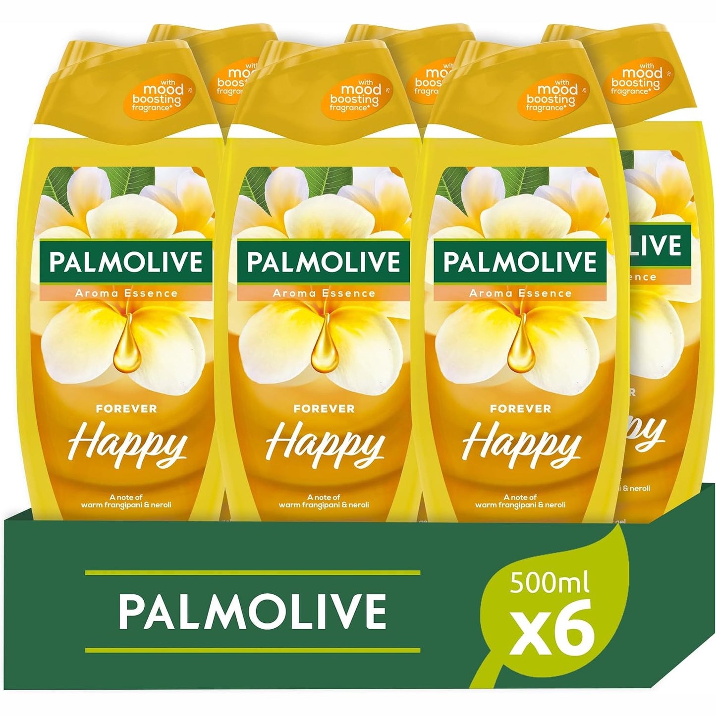 271602 - PALMOLIVE Xhel Dushi Aroma Essence Forever Happy 6x500ml, 95% përbërës me origjinë natyrale, Vegan, Shishe e riciklueshme