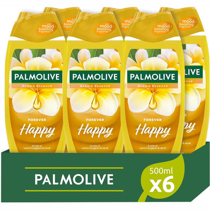271602 - PALMOLIVE Xhel Dushi Aroma Essence Forever Happy 6x500ml, 95% përbërës me origjinë natyrale, Vegan, Shishe e riciklueshme