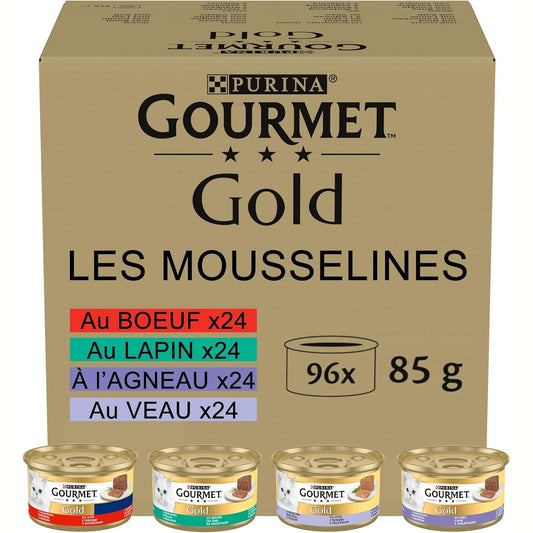 195323 - GOURMET GOLD Les Mousselines: Lepur, Viç, Qengj - Paketim 96 x 85g
