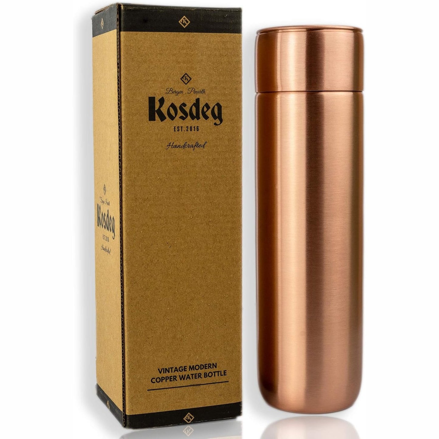221493 - KOSDEG Shishe për pije prej bakri, afërsisht 500 ml, dizajn modern vintage, enë Ayurvedike