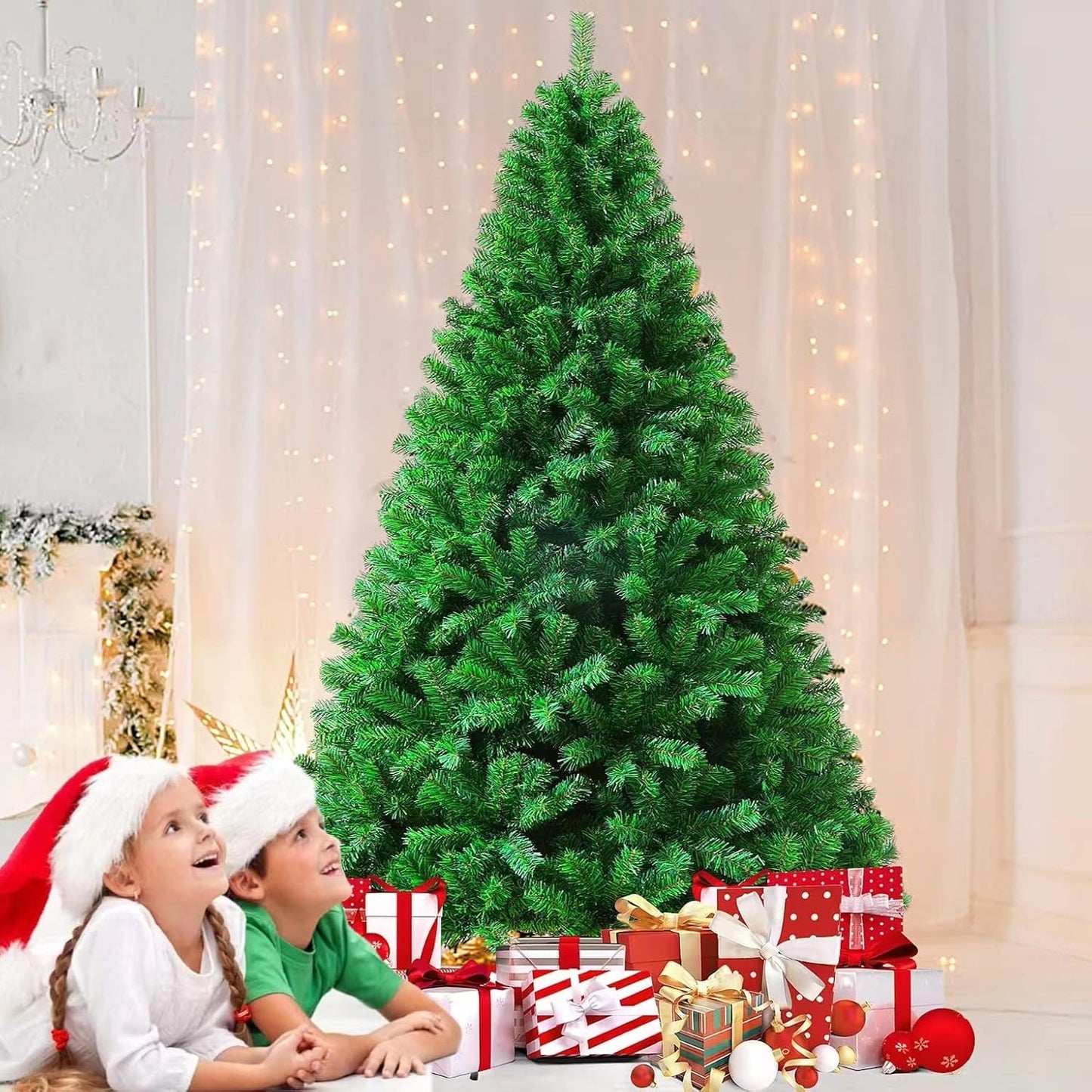 209039 - PEMA E KRISHTLINDJEVE Artificiale 6 ft/1.8 m me Shkurre 900 Maja dhe Stand Metalike për Dekorime Festive të Brendshme dhe të Jashtme