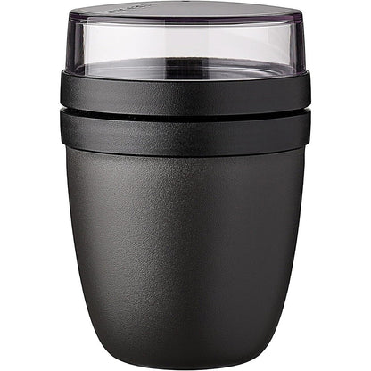 201982 - MEPAL Filxhan Musli dhe Kos për Të Marrë Me Vete, Kapacitete 500ml + 200ml, i Përshtatshëm për Ngrirje, Mikrovalë dhe Lavastovilje, Ngjyra Nordinike E Zezë