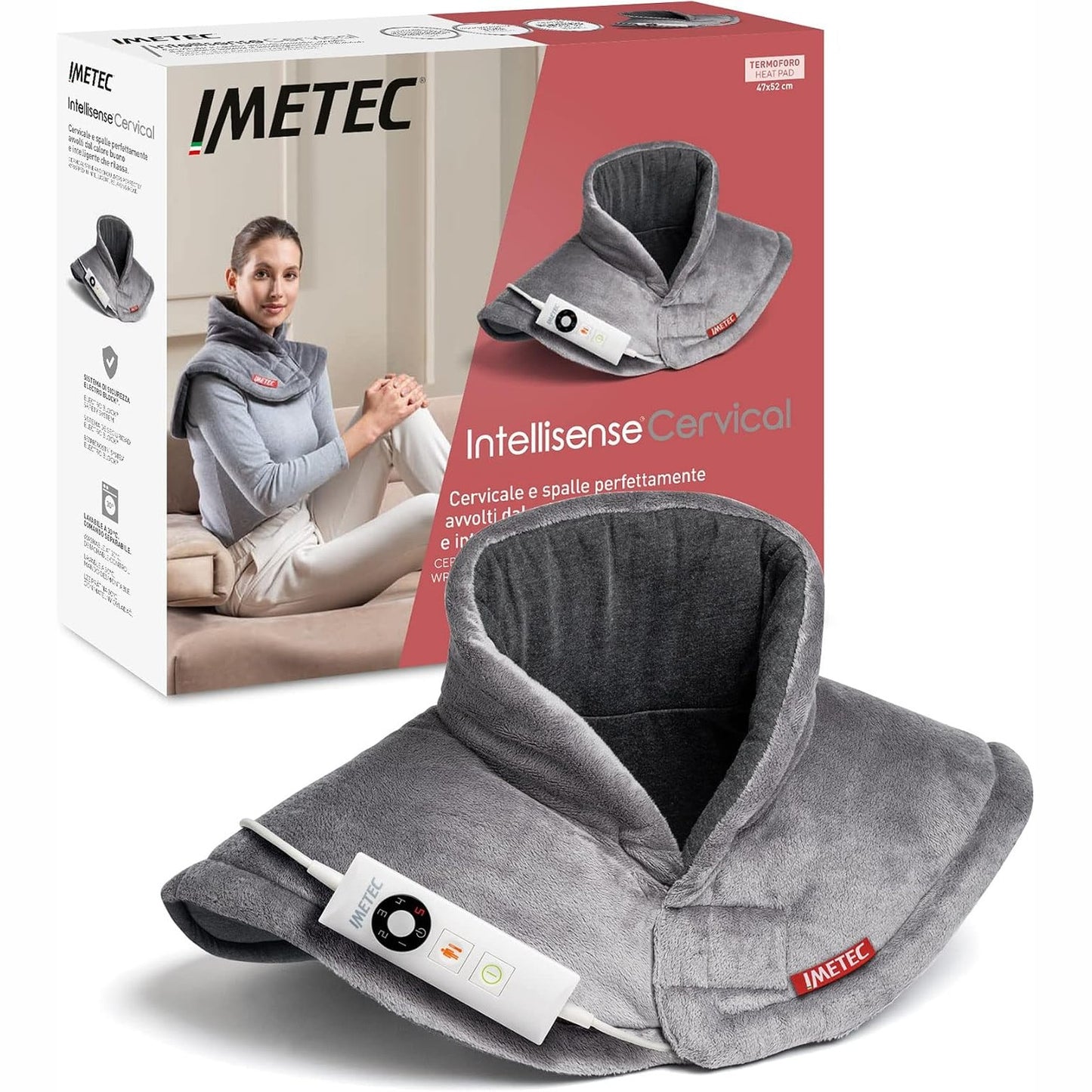 289534 - IMETEC Intellisense Cervical – Jastëk ngrohës për qafën dhe shpatullat, 47x52 cm, material hipoalergjik, 5 temperatura