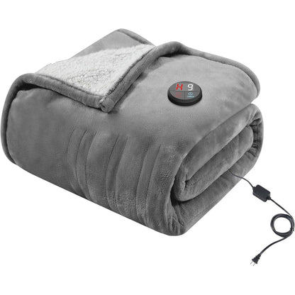 227155 - GOTCOZY Batanije Elektrike me Ngrohje 130x160cm, 10 Nivele Ngrohjeje, 9 Orë Kohëmatës Automatik për Fikje, e Larë në Lavatrice (Gri)