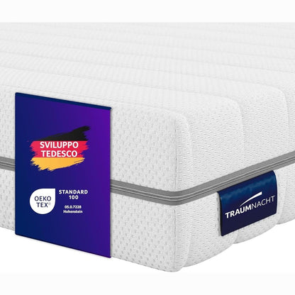 159477 - TRAUMNACHT Dyshek Ortopedik me 7 Zona Shkumë të Ftohtë, Niveli i Fortësisë 3 (H3 - mesatarisht i fortë), i Çertifikuar nga Öko-Tex, Madhësia 90x210cm, Lartësia 16cm, Prodhim Gjerman i Cilësisë