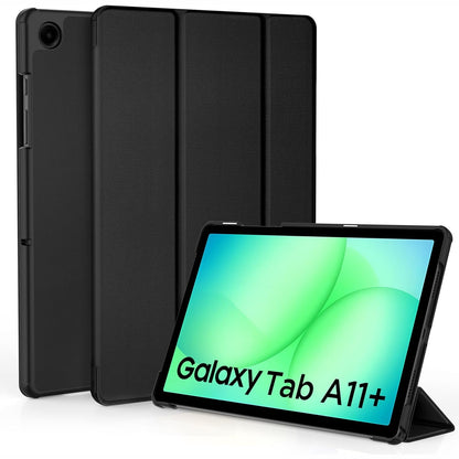 269557 - EasyAcc Mbrojtëse për Samsung Galaxy Tab A11+ Plus/ A9+ 11 inç 2025, Mbrojtëse prej lëkure PU ultra e hollë me funksion mbështetëse dhe funksion automatik gjumë/zgjim, e zezë
