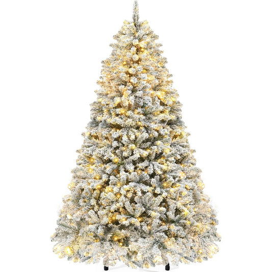 175070 - YITAHOME - Pemë Artificiale Krishtlindjesh me Borë dhe Drita LED, 230 cm, 550 Drita të Bardha të Ngrohta, 1346 Maja, Pishe Realiste, Mbështetëse Metalike e Palosshme, Montim i Shpejtë