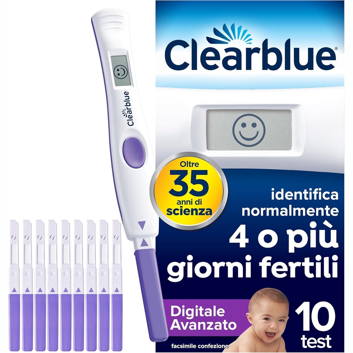 271285 - CLEARBLUE Testi i Avancuar Dixhital i Ovulacionit - 1 mbajtëse testi dixhital dhe 10 teste ovulacioni