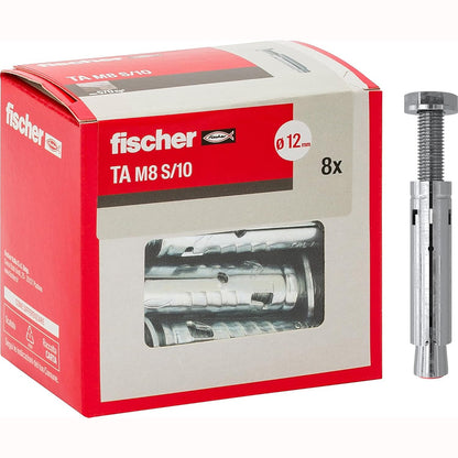 263136 - FISCHER - Spirancë me Prizë për Punë të Rënda TA M8 S/10, Çelik Inoks të Galvanizuar, me Vida/Kuti me 8
