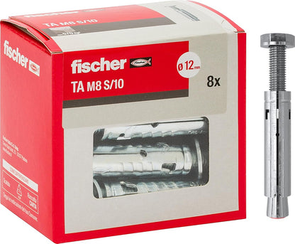 263135 - FISCHER - Spirancë me Prizë për Punë të Rënda TA M8 S/10, Çelik Inoks të Galvanizuar, me Vida/Kuti me 8