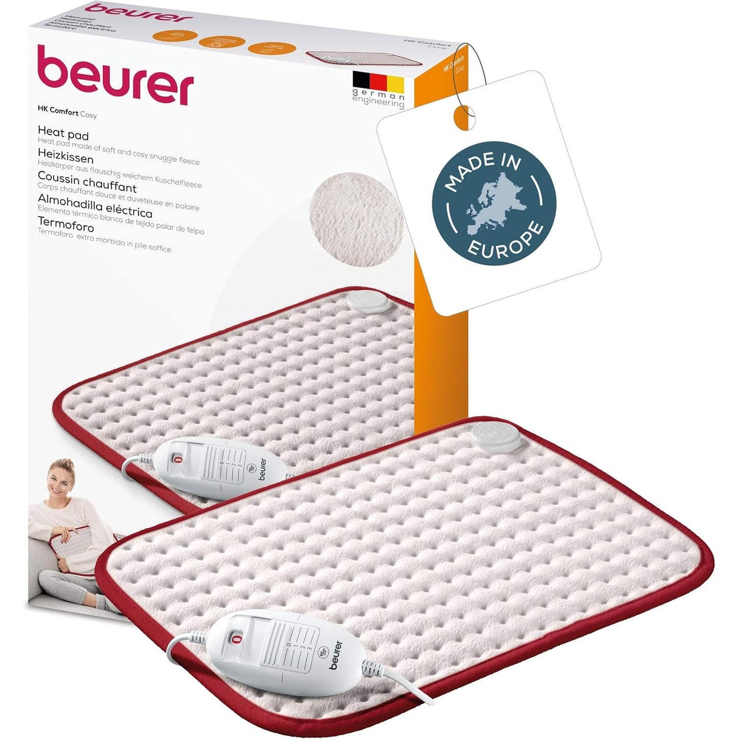 293149 - BEURER Jastëk ngrohës HK Comfort, elektrik fleksibël, 100 vat, 44 x 33 cm, nxehtësi e rregullueshme me 3 cilësime, e larë në lavatriçe, fikje automatike