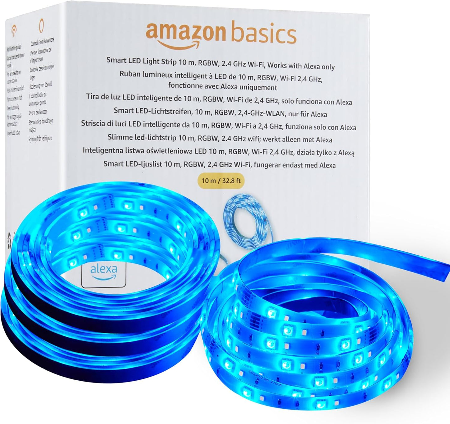 255907 - Amazon Basics - Shirit LED inteligjent 10m, RGBW, Funksionon vetëm me Alexa