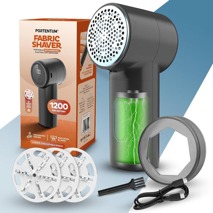 215802 - PORTENTUM Heqës pushi elektrik – Ekran LED, 3 shpejtësi deri në 9,000 RPM, Teh me 6 tehe, Jetëgjatësi baterie deri në 2 orë