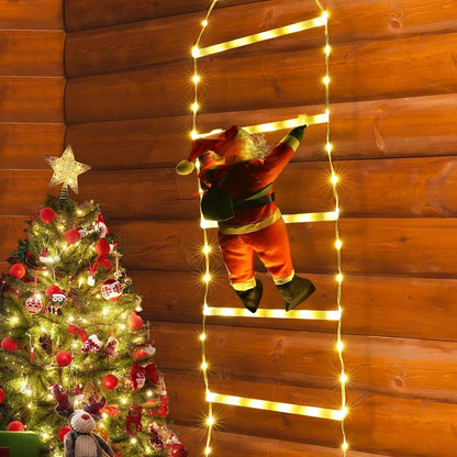 137619 - GEEMOO Drita Dekorimi me Shkallë LED 0.75M, 98 Drita, për Babagjyshin e Vitit të Ri, 8 Modalitete Dekorimi, Kohëmatës dhe Funksion Memorieje, Drita Krishtlindjesh për Dritare të Brendshme dhe të Jashtme, Ngjyra - E Bardhë e Ngrohtë