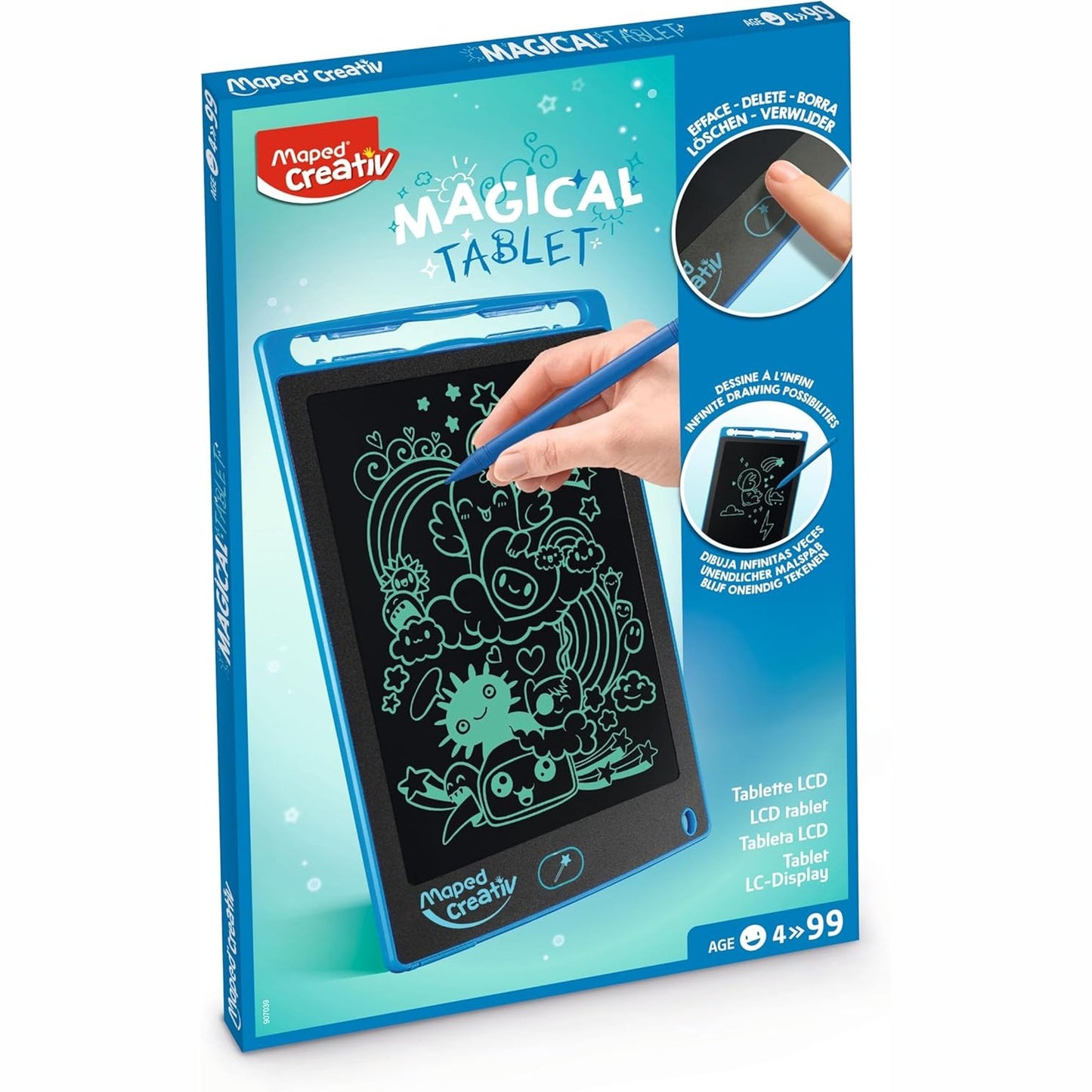 253330 - MAPED Creativ Tablet Magic LCD + Stylus, Vizatimi që Fshihet, i Zi, për Fëmijë 4 Vjeç e Sipër