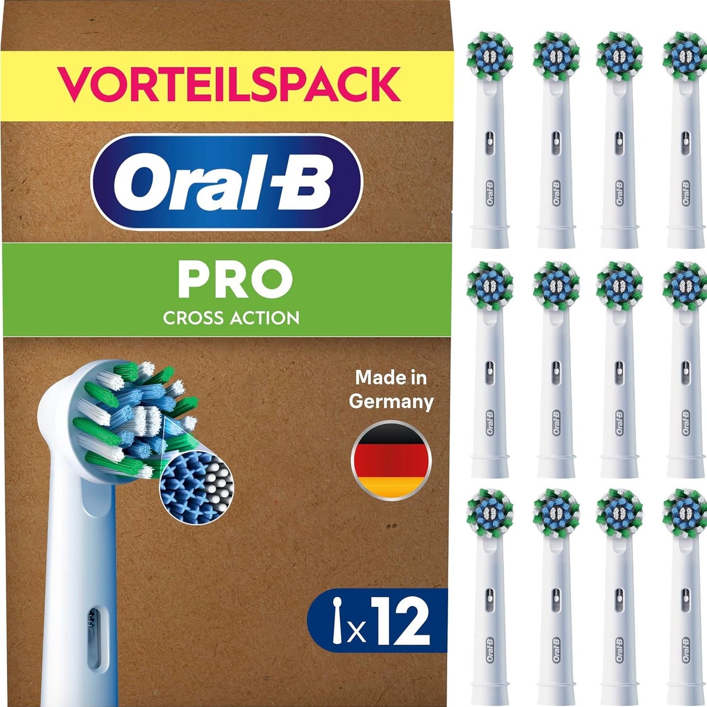 316143 - ORAL-B Pro CrossAction, koka furçash zëvendësuese për furçat elektrike, 12 copë, të bardha