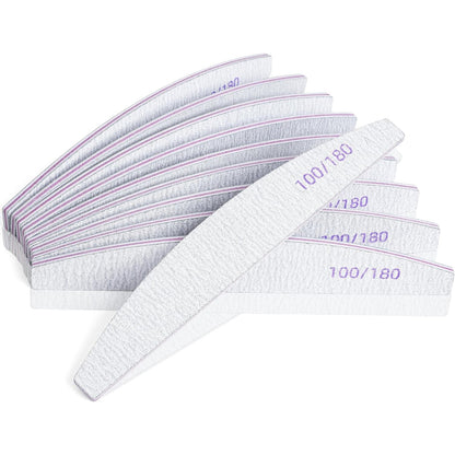 303886 - 10 copë lima thonjsh, 100/180 kokërrzim, limë thonjsh dyanëshe, komplet limash thonjsh të ripërdorshëm për manikyr me xhel