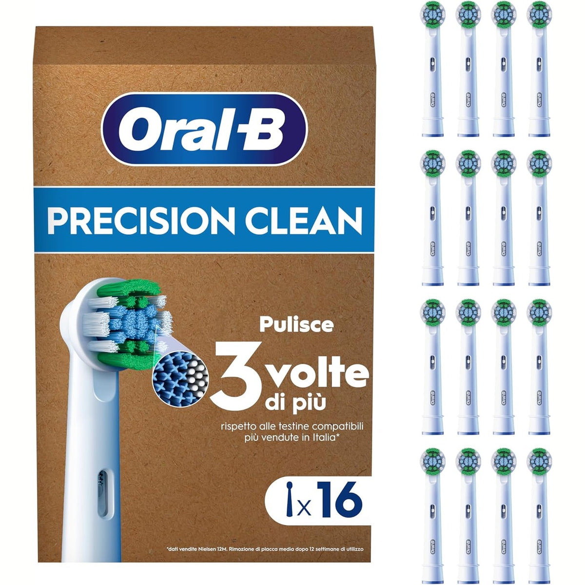 298140 - ORAL-B Koka Furçe Zëvendësuese Pro Precision Clean — Koka Furçesh ORIGJINALE për Furçën Elektrike Oral-B Pro — 16 copë