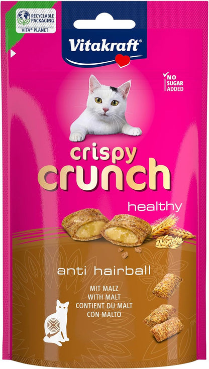 249056 - VITAKRAFT Crispy Crunch Classic, ushqime për mace, ushqim i kërcitshëm i mbushur me malt, në qese të mbyllshme, pa sheqer të shtuar (1 x 60g)