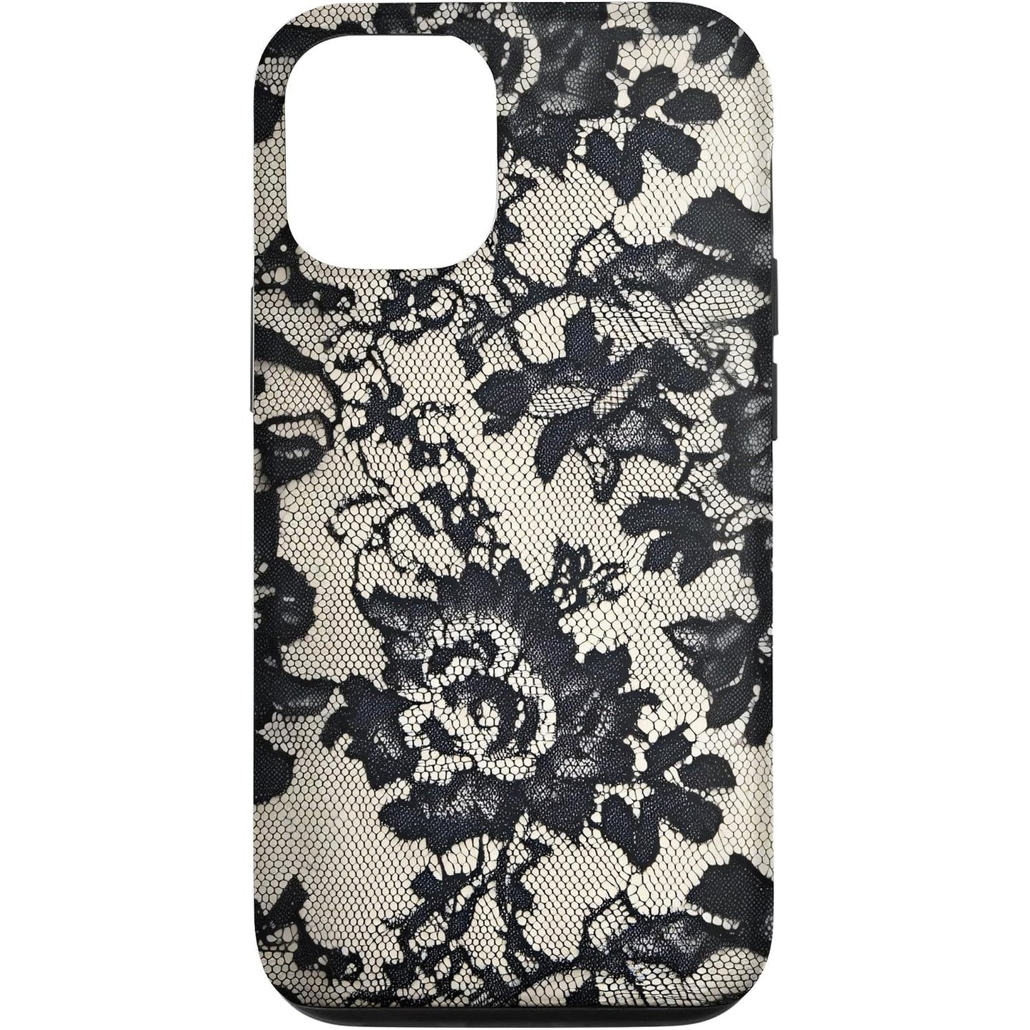 266781 - MBËSHTJELLËSE ME MODEL DANTELLE TË ZEZË PËR IPHONE 12/12 PRO