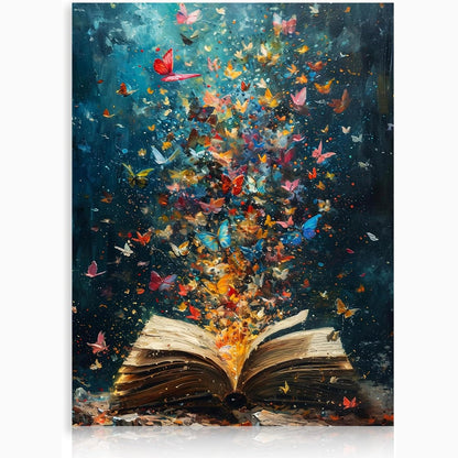 186696 - Dazzlewall Printim në Kanavacë me Flutura, Art Estetik Muri Vintage për Bibliotekë, Sallë Leximi, Dekor Dhome Gjumi, 30×40 cm, Pa Kornizë