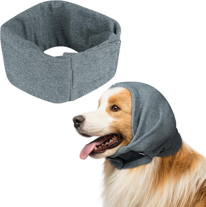 198803 - AOMIG Mbështjellëse Veshësh për Qen të Rregullueshme, Shirita Elastikë, Mbrojtëse Dëgjimi - Materiali i Butë (Ngjyra Gri, Madhësia L)